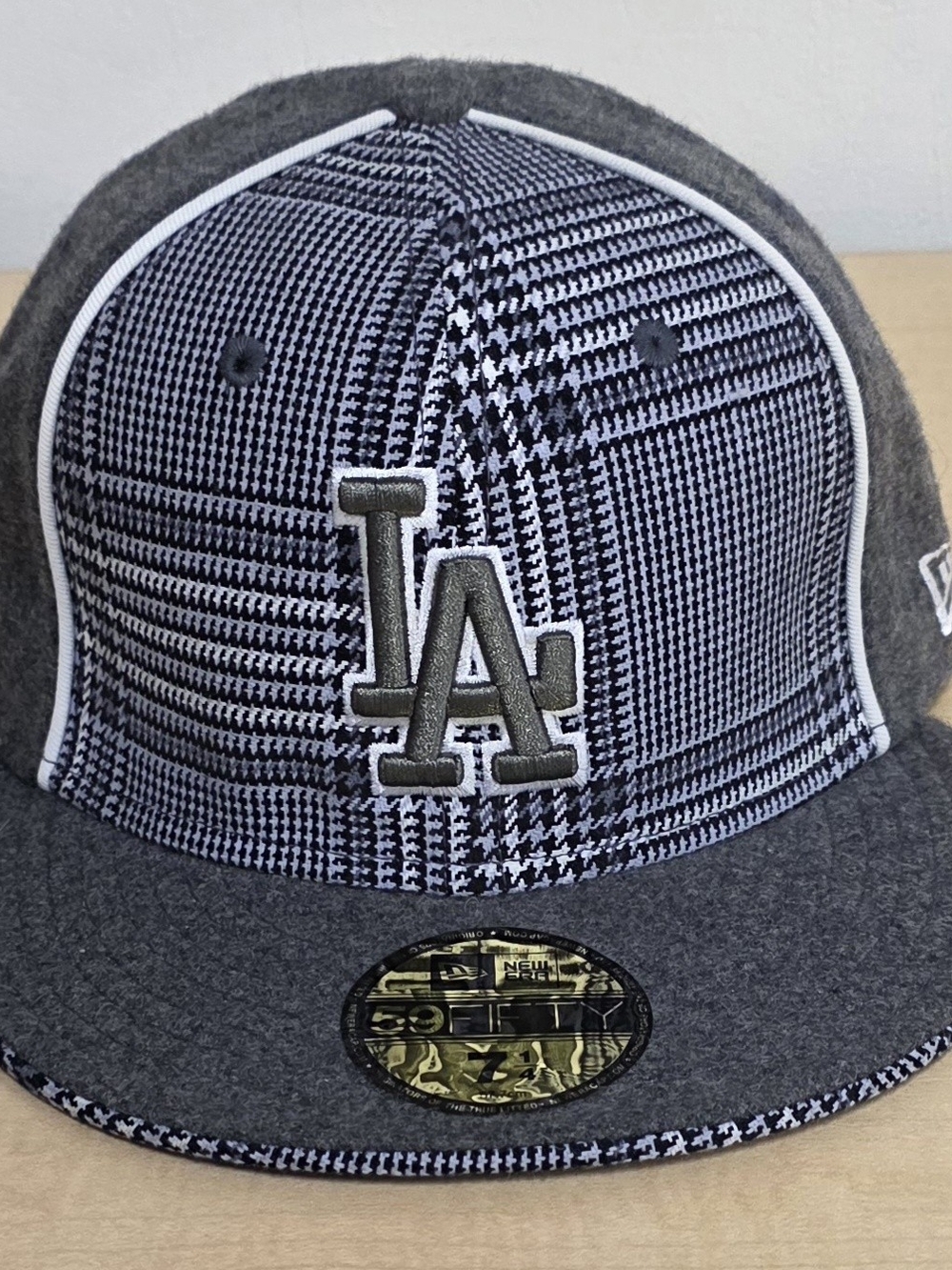 NWOT Era LA Dodgers 59FIFTY Grey Tweed Fitted Cap Hat Sz 7 1/4